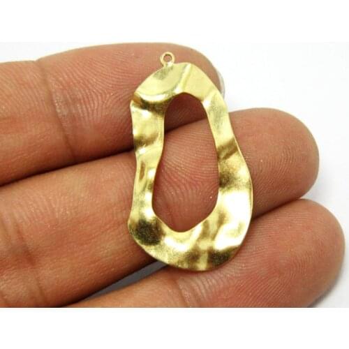 Brass charms 32x17mm Raw brass Irregular wavy pendant R595