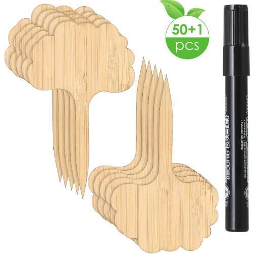 50PCS/Lot Bamboo Plant Seed Labels Vegetable Garden Markers Nursery Garden Plants Tags With A Pen