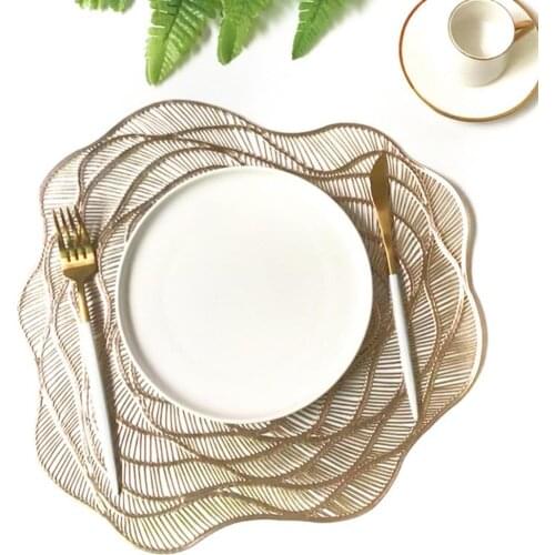 80%HOT2Pcs Rose Flower Hollow Bowl Dish Cup Placemat Table Mat Pad Restaurant Decor