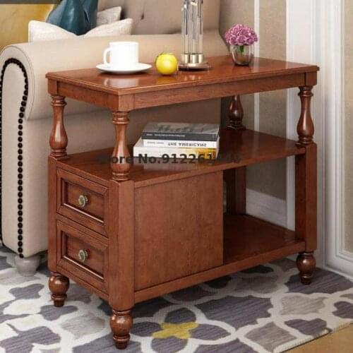 American Sofa Side Cabinet Side Cabinet Solid Wood Corner Several Long Storage Side Table Narrow Tea Table Living Room Side Tabl