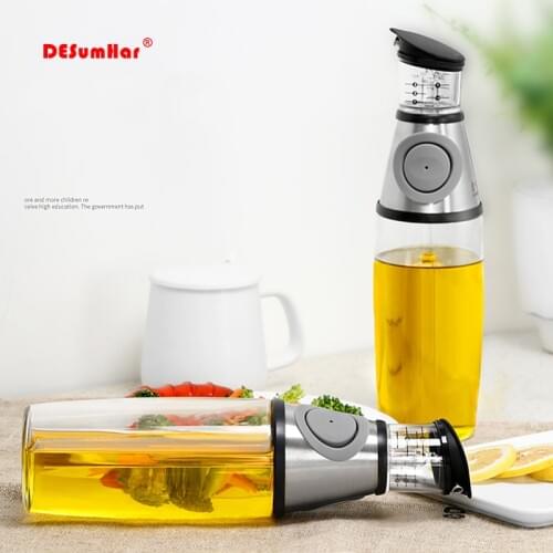 500ml Oil Bottle Press type caster can be adjusted Oil spill prevention quantitative sauce vinegar jar liquid control oil pot