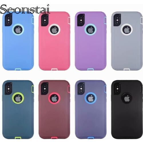 Cover For iPhone XR XS Max Armour Defender Case for iPhone 7 8 6s Plus Shockproof Hybrid Rugged Rubber 3 in 1 Protective Shell