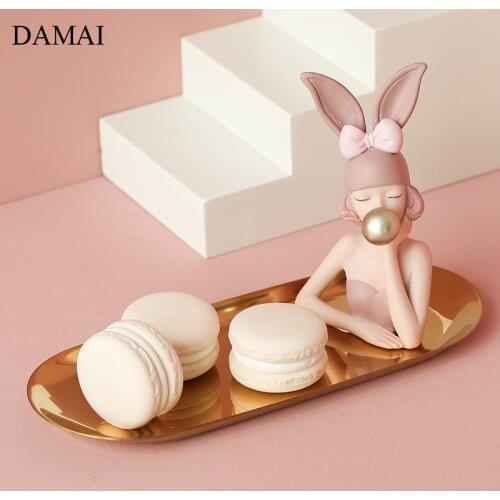 Bunny Girl Decorative Storage Trays Creativity Cake Dessert Plates Jewelry Cosmetic Trinket Display Tray Home Decoration Modern