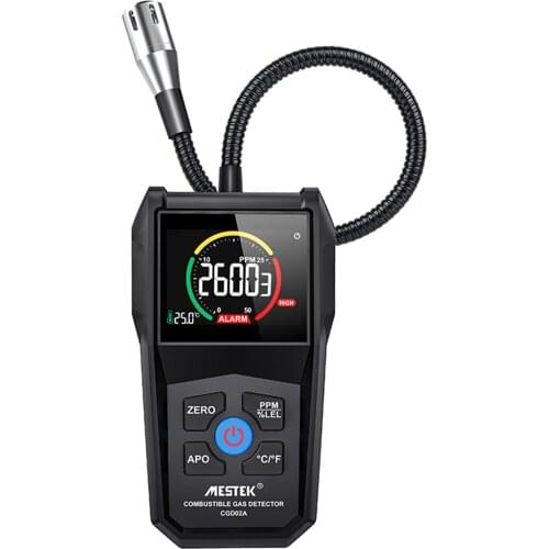 MESTEK CGD02A Combustible Gas Detector High Precision Hand-held Gas Leak Tester Monitor VA Reverse Display Sound and Light Alarm