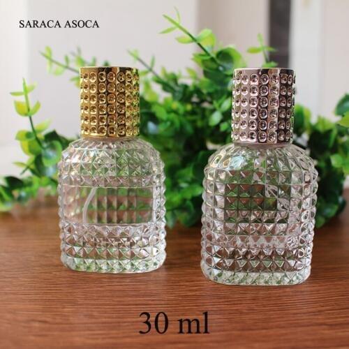 Factory Direct Transparent 30ML Glass Bottle Diamonds Crystal Refillable Bottles Packaging Cosmetics Classic Sprayer 10 pcs/lot