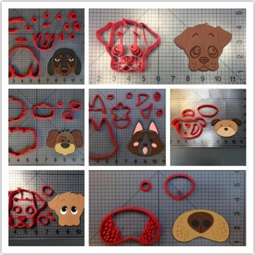 Cute dog face shape dog nose cookie cutter 3D printed plastic play dough mold biscuit cutters