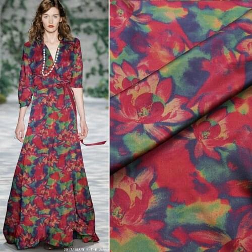 Customized Gambiered Guangdong Gauze 19MM Summer Improved Stretch Satin Printed Silk Fabric for Dress High-End Fashion
