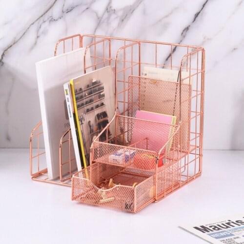 Exquisite Hollow-out Metal File Organizer Holder Letter Size File Folder Multiple Size Compartments Home/Office Ornemant