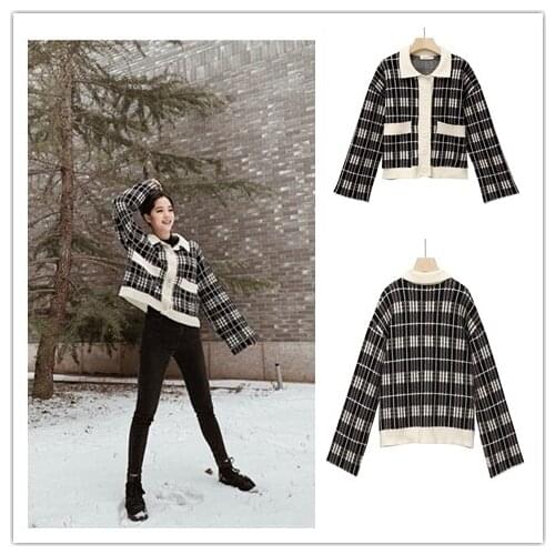 KPOP TWICE IU Seo Yea Ji Vintage Cardigan Knit Single Breasted Sweater women lapel Sweaters England Style Long Sleeve Outerwear