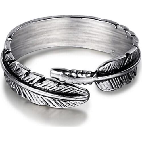 2020 New Feather titanium steel ring Personalized retro womens punk ring jewelry