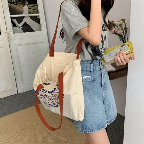 Literary canvas bag women shoulder bag carry-on strap reusable shoulder bag shopping bag women tote bag