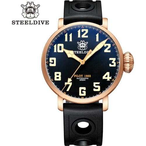 STEELDIVE SD1903S Pilot Men Watch Bronze Automatic Sapphire Crystal 200M Water Resistant Luminous NH35 Movement Men Wristwatch
