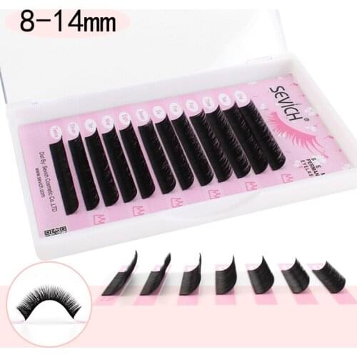 12 Rows false eyelashes Curl Faux Mink Eyelash Extensions Black 8-14mm Individual Eyelashes For Grafting C Shaped Lashes TSLM1