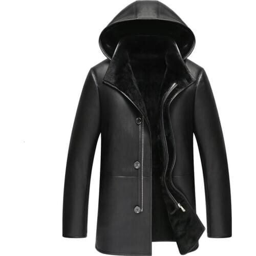 Genuine Leather Jacket Mens Winter Jacket Real Sheepskin Coat for Men Real Lamb Fur Warm Jackets Plus Size 6090-2 MY1923