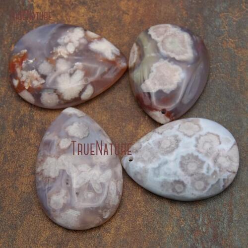 New Natural Chic Cherry Blossom Agates Pendant Jewelry Tear Drop Shape Necklace Charm With Hole Approx 50*36 mm PM9201