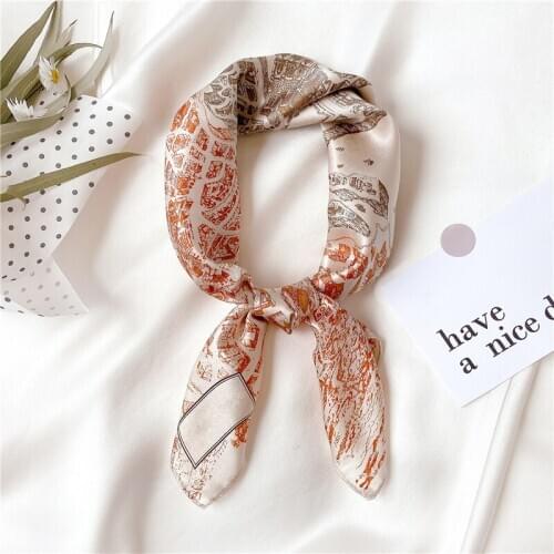 New Natural Silk Scarf Neck Hairband Fashion Small Scarves Lady Square Women Bandana Design Print Kerchief Spring 2021