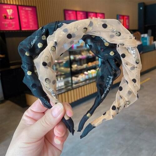 2021 Summer New Fashion Hair Band Dot Net Yarn Hair Hoop Headbands Designer Haarband Hair Accessories For Women