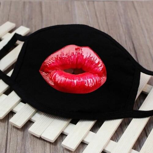 Wholesale Cotton Fabric Dust Mask Cosplay Accessories Prop Masks Fashion Color Printing Halloween Props Red Lips Mouth Mask