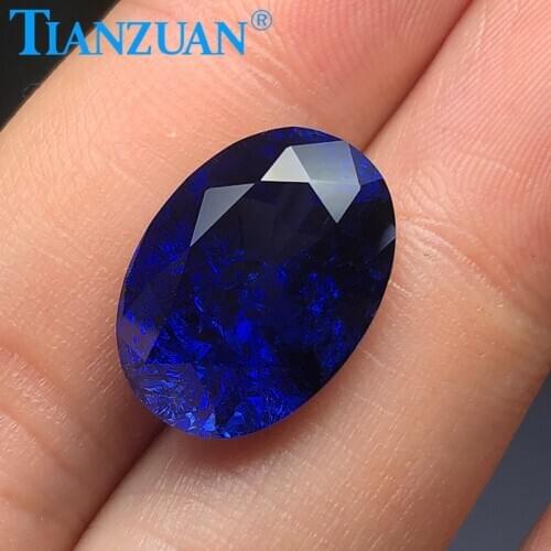 Oval shape natua l cut lab created sapphire stone with inculsions vs si clarity loose stone