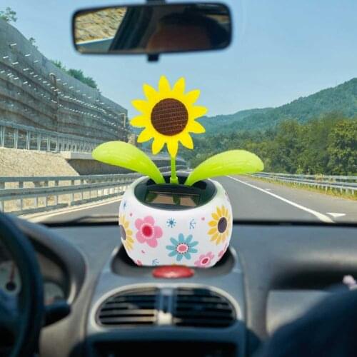Car Dashboard Solar Powered Dancing Flower Swinging Animated Bobble Dancer Toy Ornament Auto Interior Decor Kids Toys Gift