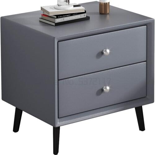 Bedside cabinet leather storage cabinet modern small bedroom bedside solid wood simple shelf