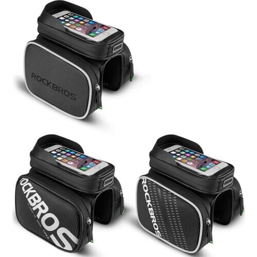 ROCKBROS Waterproof Bicycle Front Frame Bags MTB Road Bike Removable Frame Front Tube Bag Touch Screen Cycling Phone Bag