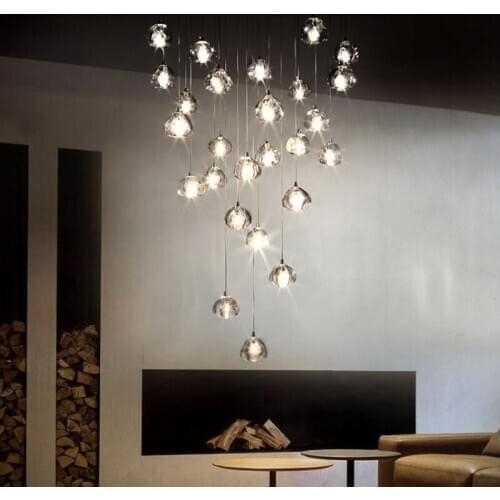 Luxury modern crystal chandelier for staircase large villa lobby hanging cristal lamp long home decor led lighting fixture
