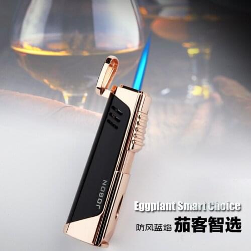 JOBON Exquisite Workmanship Simple And Generous Transparent Tank Blue Flame Cigar Gift Three Straight Strike Lighter