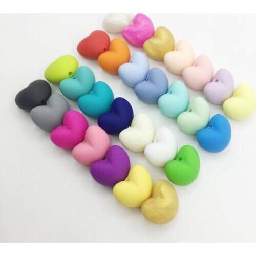 Heart Shape Loose Silicone Beads 10 pcs/lot For Teething Necklace Silicone Loose Beads For Baby Heart Bead BPA Safe DIY