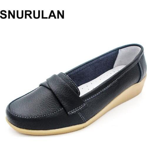 SNURULAN Shoes Woman 2017 Genuine Leather Women Shoes Flats 4Colors Loafers Slip On Womens Flat Shoes Moccasins