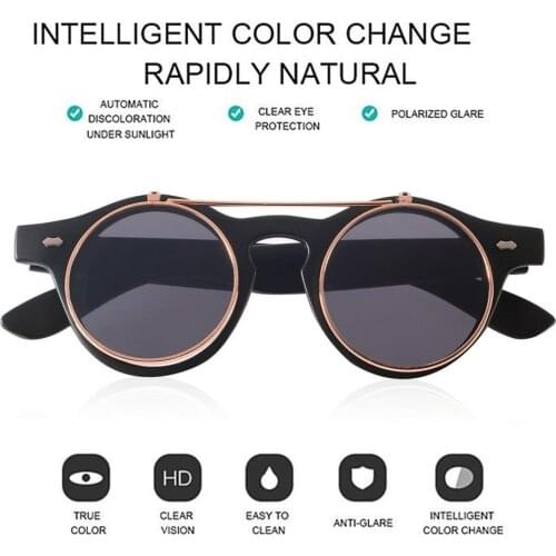 New Classic Steampunk Goth Glasses Goggles Round Flip Up Sunglasses Retro Vintage Fashion Accessories Trend Round Eyeglass