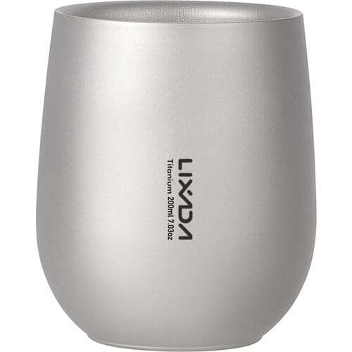 Lixada 200ml Ultralight Titanium Double Wall Insulated Water Cup Tea Cup Mug for Outdoor Camping Hiking Backpacking Home Office