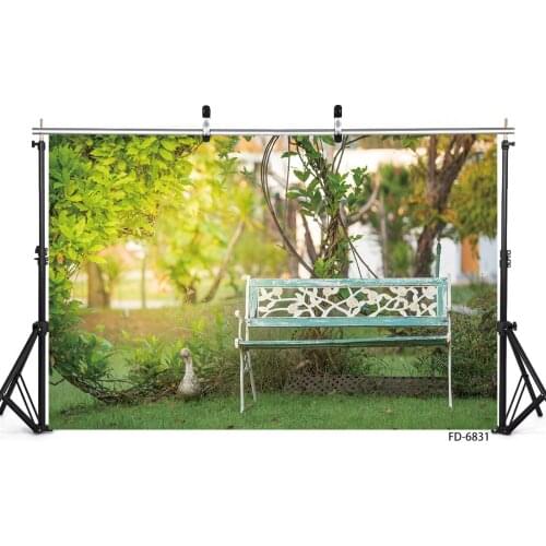 Photographic Backgrounds Spring Garden Old Green Bench Vinyl Photophone Backdrops for Children Baby Photocall Photo Studio