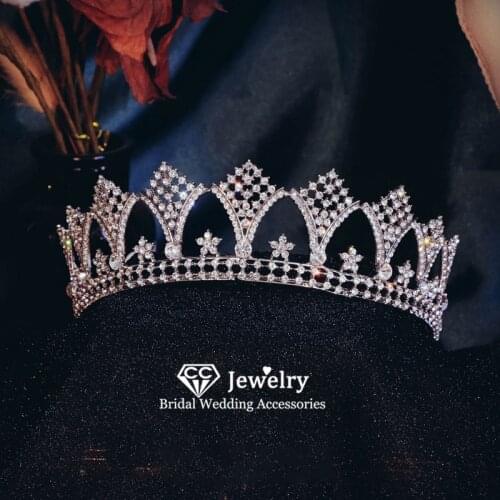 CC Tiaras and Crowns Women Wedding Accessory Bridal Vintage Crown Engagement Hair Ornaments Crystal Pageant Headdress Gifts HS37