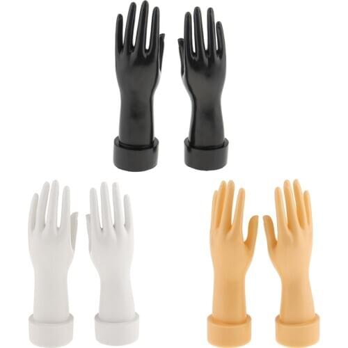 1 Pair of Female Mannequin Hand For Jewelry Bracelet Gloves Wrist Watch Ring Display with Support Base 3 Colors