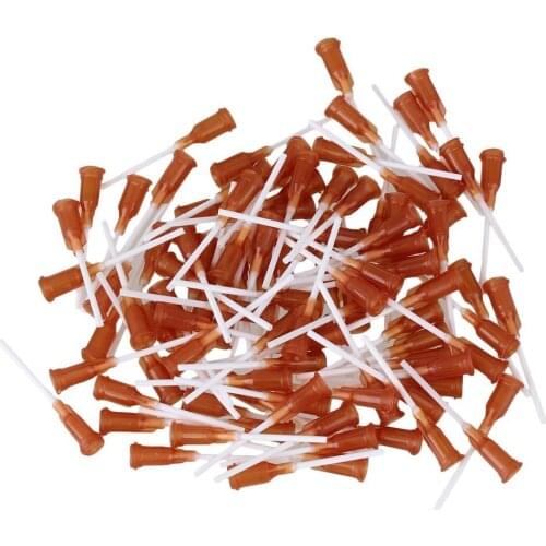 1" Plastic&PP Spiral Connector Adhesive Glue Tip Dispensing Needles Pack of 100 15Ga Amber
