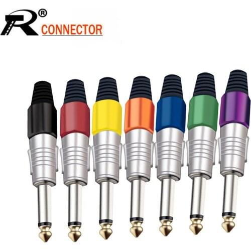10PCS 1/4" Balance/Unbalance Phone Jack 6.35mm Mono/Stereo Plug Microphone Mic Assembly Wire Connector Mono Sophomore Core