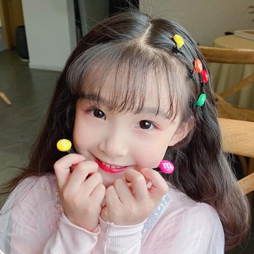 10Pcs/set New Cute Rainbow Color M Bean Hair Clips For Girls Kids Sweet Hairpins Barrettes Headband Fashion Hair Accessories