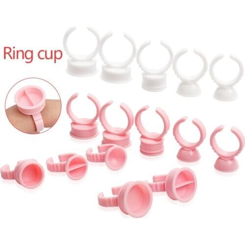 100pcs Disposable Glue Holder Ring Cups Eyelashes Extension Tattoo Pigment Holder Pallet Adhesive Glue Holder Palette Container