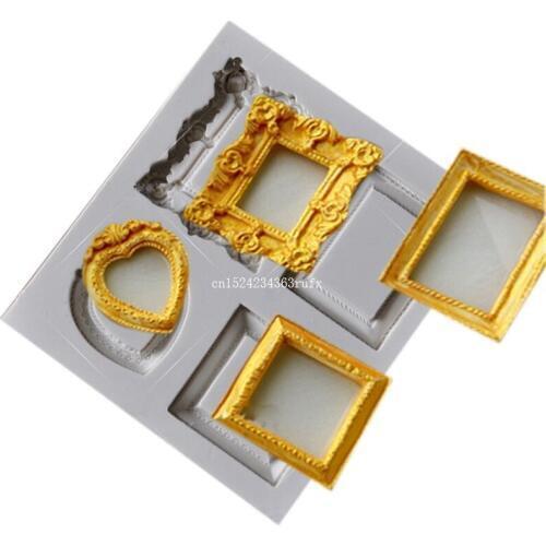20pcs 3D Silicone Picture Frame Molds Mirror Modelling Cake Decoration Tools Fondant Mould Kitchen Baking Accessories