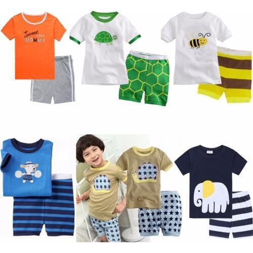 2018 Summer Baby Boy Clothes Suits Cotton Children Pajamas T-Shirts Shorts Pants Clothing Sets Kids 2-Pieces Suit Embroidery