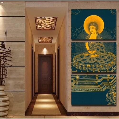 3pcs Abstract Buddha Modern Home Decor Canvas Print Painting Wall Art Picture for Living Room Modular Picture No Framed