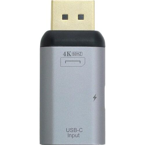 Xiwai TypeC USB-C Female Source Input to Mini Displayport DP Male Output HDTV 4K60hz Adapter with PD Power Port for Phone&Laptop