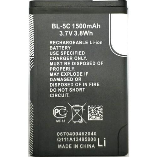 2 X New High Quality BL-5C BL 5C 1500mAh Battery for Nokia 1100 1101 1110 1112 1200 1208 1209 1600 1650 2300 3100 E50 E60 N73