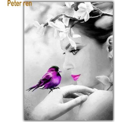 Diamond painting portrait cross stitch Home Decor 5d Square\Round diamond mosaic Full Diamond embroidery Beauty pear flower bird