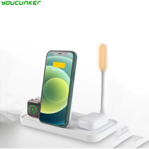 4 in 1 Wireless Charger 15W Qi Fast Charging Dock Stand For iPhone 11 Pro X XS XR 8 for Apple Watch 5 4 3 Airpods 2 Pro Charger