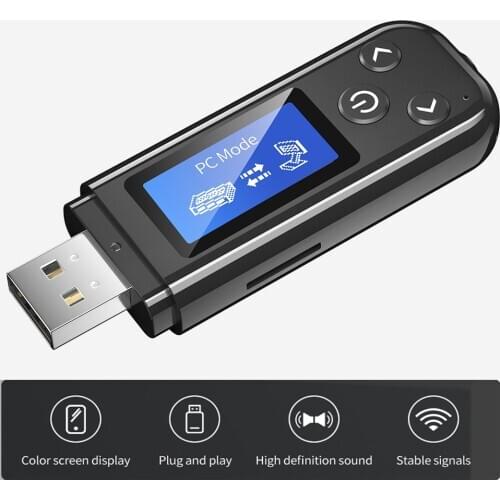 Bluetooth 5.0 Receiver Transmitter LCD Display USB Wireless Adapter For PC Computer Car Speaker Support TF Card Audio Receiver