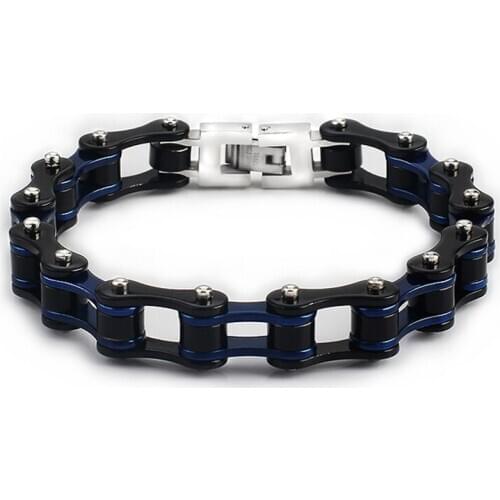Biker bracelet men Punk Rock 316L Stainless Steel Fashion Jewelry Bike Bicycle Chain Bracelet&bangle Jewellery Blue black Color