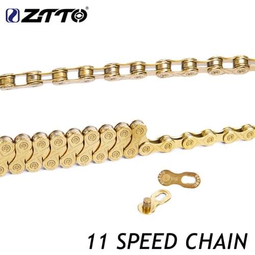 ZTTO 11 Speed Bike Chain MTB Mountain Road Bicycle 11s 22s Gold Golden 11speed Chains With Missing Link For Bicycle Parts