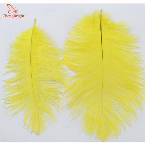 ChengBright 500Pcs/Lot Yellow Real Ostrich Feathers For Crafts 15-70CM Carnival Costumes Party Home Wedding Decorations Plumes